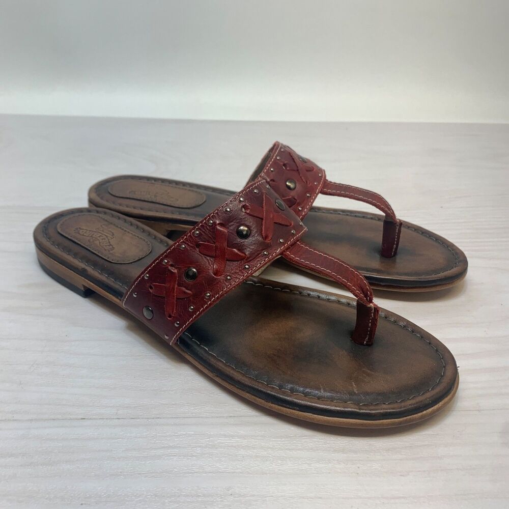 Factory Freebird Leather Sandals SHAY Red Womens Size 12 Rare NEW With Box